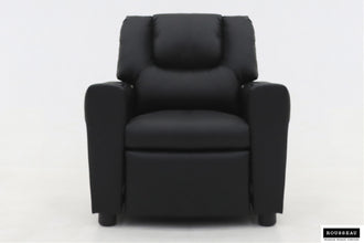 Kinder Relaxfauteuil RENÉE – Manueel verstelbare mini relaxstoel in zwart PU