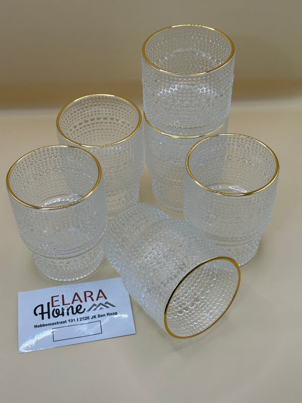 Bubble Theeglazen met Gouden Rand – Set van 6, 190 ml, Hittebestendig