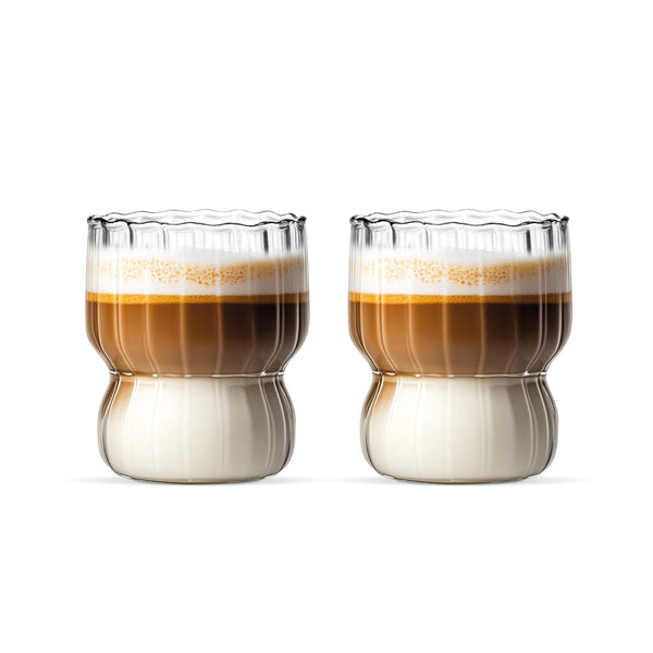 Glazen Koffieglazen 300 ml – Trendy Linea Borosilicaatglas Set van 2 – detailfoto 2