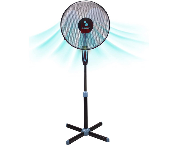 BEPER Statiefventilator – Zwart met Blauwe Accenten, 35 Watt