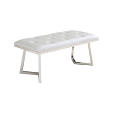 Zitbankje Bari – Wit Kunstleer – 110x50x47 cm – Zilveren Frame – Moderne Designbank