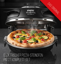 ERATEC XL PM-27 Pizza Steenoven 400°C Complete Set – Elektrische Pizzaoven met Pizzasteen, Pizzascheppen, RVS Pan & Pizzasnijder
