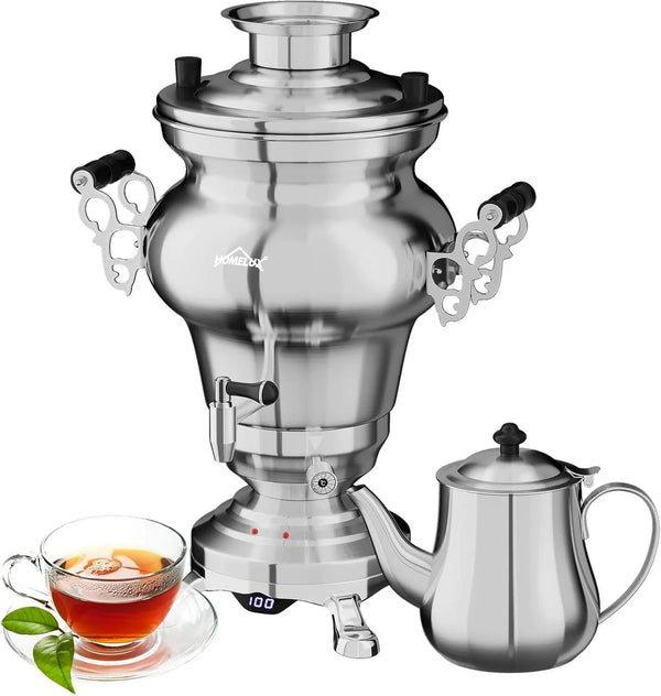 HOMELUX Elektrische Samowar – 5L Waterkoker + 1,6L Theepot – 1850W – RVS – Warmhoudfunctie & Temperatuurregeling – detailfoto 2