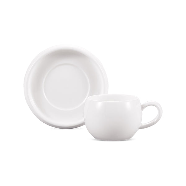 Trendy Cosmo Chubby Koffieset 12-delig – Witte Koffiekopjes 220 ml met Schotel – detailfoto 2