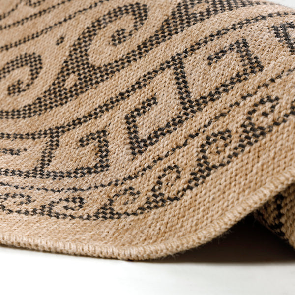 Rond Vloerkleed COMILLA 0887 Black – Jute Look (Indoor & Outdoor) – detailfoto 2