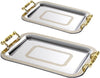 2-delige Dienblad Set – RVS met Metal-look Plastic Handvaten 03