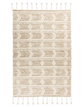  Handgemaakt wollen vloerkleed in Boho-stijl (Crème/Khaki, 120 × 180 cm)