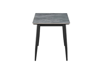 Eettafel KENZO – Rechthoekige eettafel 120 cm in grijs steenlook met metalen poten