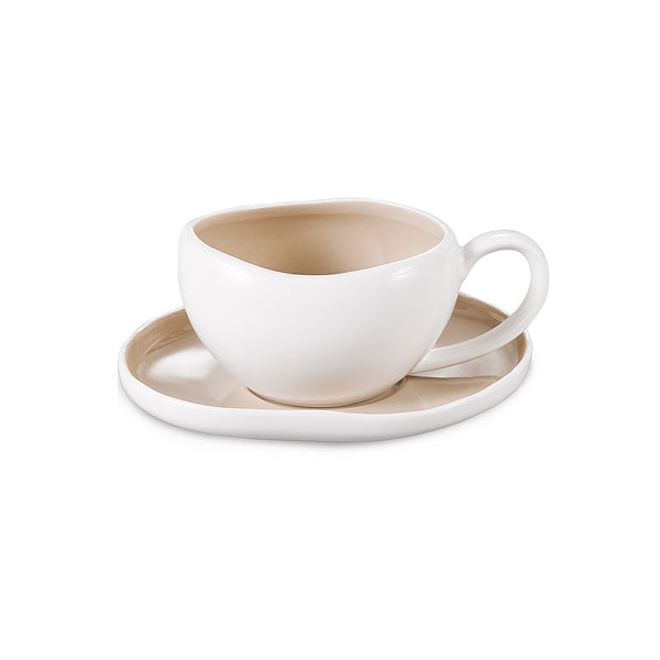 Curvy espressoset wit-beige – 12 delig – 6 persoons – 120 ml Turkse koffie – detailfoto 2