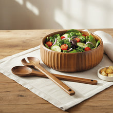 Acaciahouten serveerbestek 2 delig 28x7 cm - houten saladebestek - Acora collectie