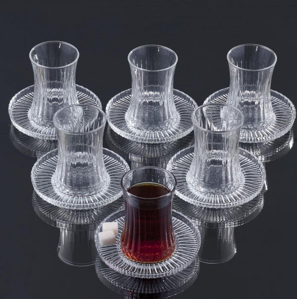 Pasabahce ELYSIA Theeset – 12-delig (6 Theeglazen + 6 Onderzetters)