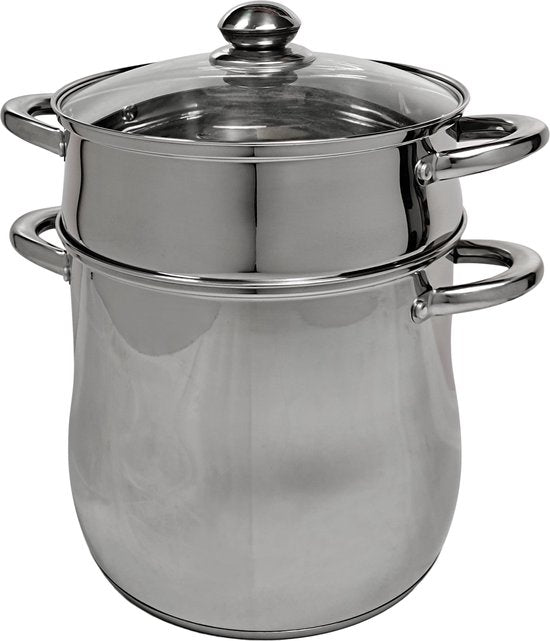 XL RVS couscouspan inox – 16 liter | Professionele couscoussier met stoominzet