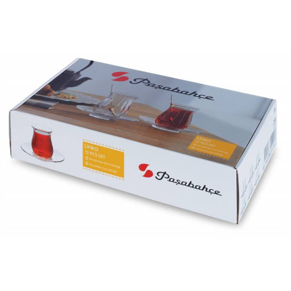 Pasabahce Linka Turkse theeglazen set – 12-delig met onderzetters – 145 ml – detailfoto 2