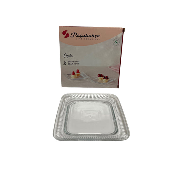 Pasabahce Elysia luxe dessertborden – vierkant 15×15 cm – set van 2