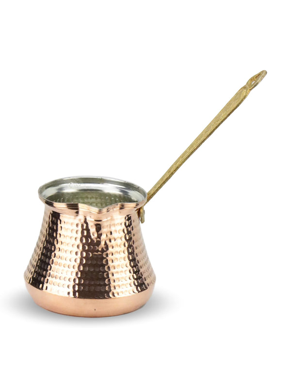Traditionele koperen Turkse melkkan / koffiekan – Handgemaakte cezve & sütlük