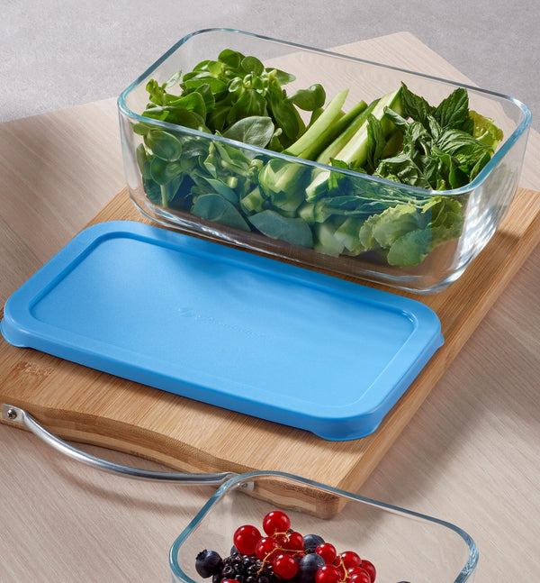 Pasabahce Snowbox – 1200 ml Glascontainer met Blauwe Deksel