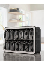 Kruidenrek met 12 Kunststof Kruidenpotjes – Inclusief Houder en Lepeltjes – Muur- en Aanrechtmodel – Zwart Wit – 32 x 22,5 x 10,5 cm