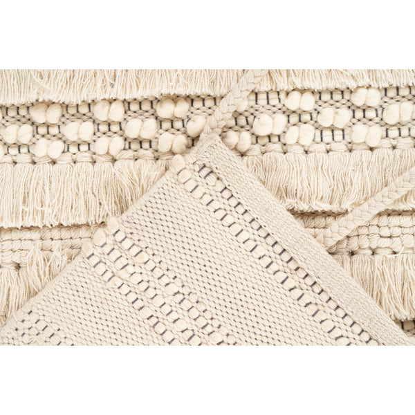 Handgemaakt wollen vloerkleed in Boho-stijl (Natural, 80 × 150 cm)