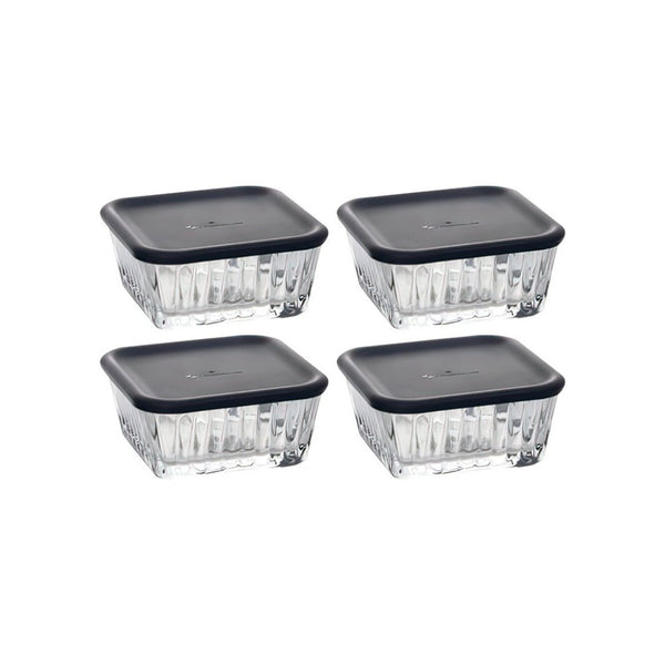 Pasabahce Frezya Glazen Schaal met Deksel 225 ml – 4-delige Set Vershoudbakjes