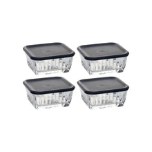 Pasabahce Frezya Glazen Schaal met Deksel 225 ml – 4-delige Set Vershoudbakjes