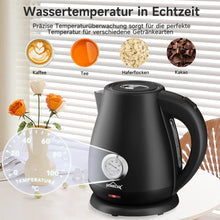Elektrische Retro Waterkoker Zwart met Thermometer – 1,7L, RVS, 2200 Watt