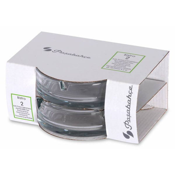 Pasabahce Bistro Glazen Asbakken – Set van 2 – Ø10,7 cm – Stevig & Stijlvol