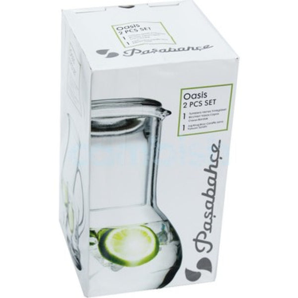 Pasabahce Oasis Glazen Kan met Drinkglas als Deksel – 1000 ml + 230 ml – Handige Waterkan & Beker Set – detailfoto 2