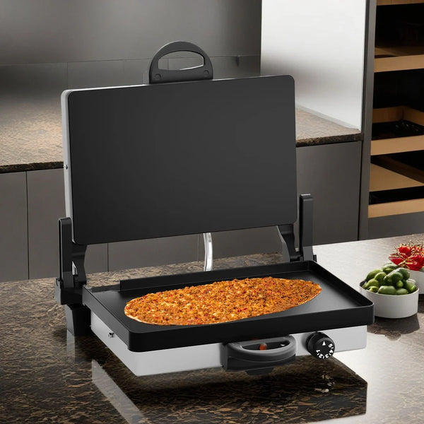Kochmaster Chromax Contactgrill 2300W – Lahmacun en Pide Grill, Elektrische Tafelgrill met Antiaanbaklaag, RVS