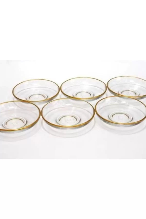 Pasabahce Theeglazen Onderzetter Classic – Set van 6 met Gouden Rand