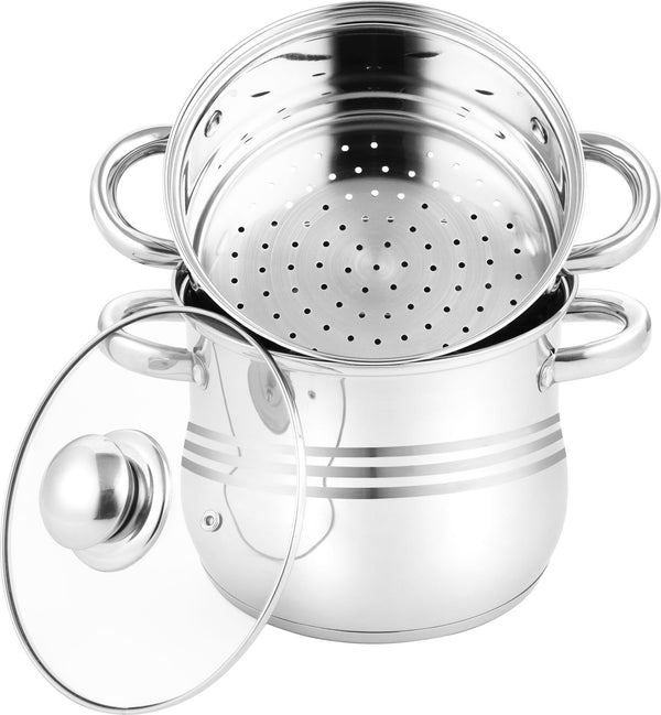 RVS Stoompan – 6 Liter met Glazen Deksel