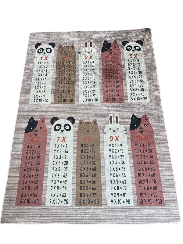 Wasbaar Kindertapijt – Tafel van 10 met Dieren, 120 x 170 cm – detailfoto 2