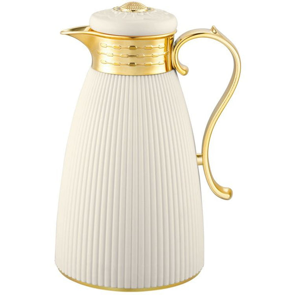 Ferveo Helena Thermoskan – 1 liter – Beige met goud – Glazen binnenfles