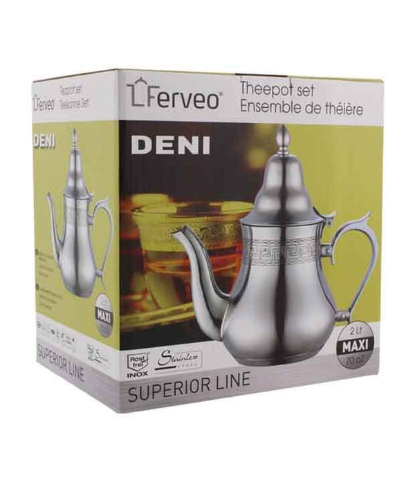 Ferveo Deni Marokkaanse Theepot – 2 liter – RVS – Geschikt voor alle warmtebronnen