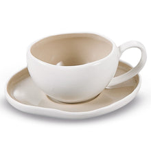 Bricard Barles Koffiekopjes met Schotels – 12-delige Set 6 Personen Wit Taupe 225 ml