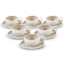 Bricard Barles Koffiekopjes met Schotels – 12-delige Set 6 Personen Wit Taupe 225 ml