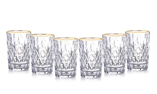 Bricard Girona Marokkaanse Theeglazen – 6-delige Set Kristal Motief met Gouden Rand 170 ml