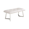 Zitbankje Bari – Off White Stof – 110x50x47 cm – Zilveren Frame – Luxe Designbank