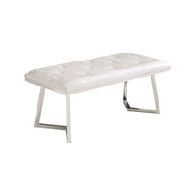 Zitbankje Bari – Off White Stof – 110x50x47 cm – Zilveren Frame – Luxe Designbank