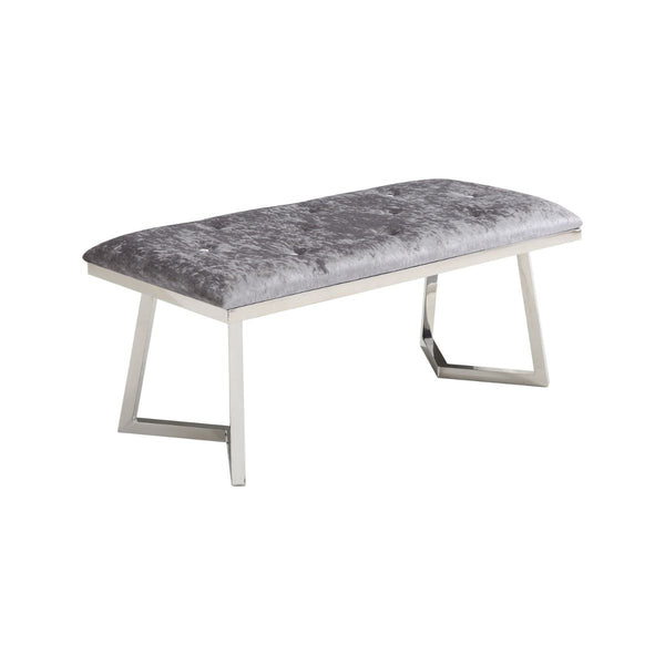 Zitbankje Bari – Zilver Stof – 110x50x47 cm – Zilveren Frame – Moderne Designbank