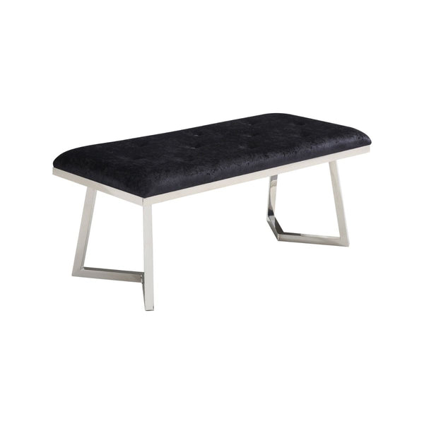 Zitbankje Bari – Zwart Stof – 110x50x47 cm – Zilveren Frame – Luxe Designbank
