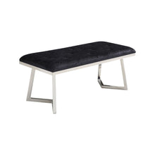Zitbankje Bari – Zwart Stof – 110x50x47 cm – Zilveren Frame – Luxe Designbank
