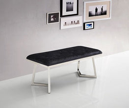 Zitbankje Bari – Zwart Stof – 110x50x47 cm – Zilveren Frame – Luxe Designbank