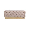 Luxury Zitbankje Calabria – Taupe Stof – 120x42x45 cm – Gouden Onderstel – Luxe Designbank