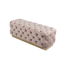 Luxury Zitbankje Calabria – Taupe Stof – 120x42x45 cm – Gouden Onderstel – Luxe Designbank