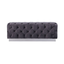 Luxury Zitbankje Calabria – Grijs Stof – 120x42x45 cm – Zilveren Onderstel – Luxe Designbank