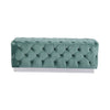 Luxury Zitbankje Calabria – Groen Stof – 120x42x45 cm – Zilveren Onderstel – Luxe Designbank