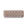 Luxury Zitbankje Calabria – Taupe Stof – 120x42x45 cm – Zilveren Onderstel – Luxe Designbank