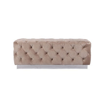 Luxury Zitbankje Calabria – Taupe Stof – 120x42x45 cm – Zilveren Onderstel – Luxe Designbank