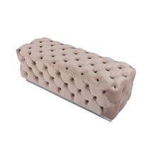 Luxury Zitbankje Calabria – Taupe Stof – 120x42x45 cm – Zilveren Onderstel – Luxe Designbank