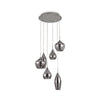 Hanglamp Mainz – 6-lichts – Smoke Glas – In Hoogte Verstelbaar – E14 Fitting – Zilver